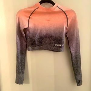 Gymshark ombré seamless long sleeve crop top size small new without tags